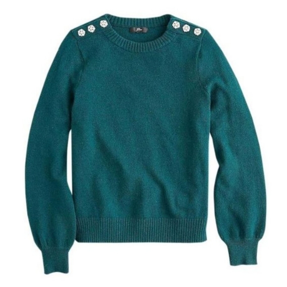 J. Crew Sweaters - J. Crew Crewneck Women's Lambs Wool Jeweled Button Detail Sweater